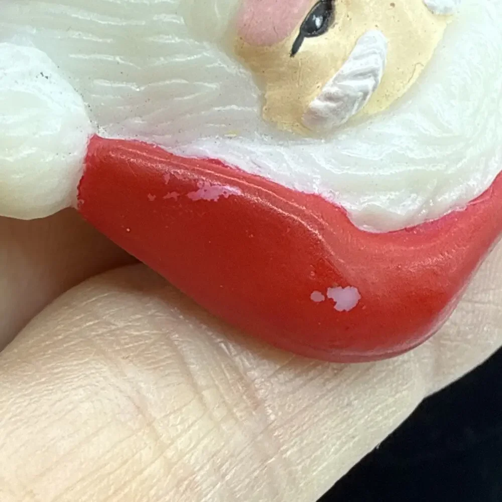 Signed S. Lehman Fun World Plastic Santa Claus Christmas Brooch Vintage READ